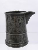A Quantity of Pewter Tankards, including a 19th century quart jug with engraved