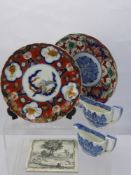 A Quantity of Miscellaneous Porcelain, two Japanese cabinet plates, two willow pattern creamers,