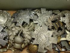 A Quantity of 30 Scottish Regiment Cap Badges, together with a Glengarry Cap.