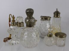 A Quantity of Glass, including Victorian / Edwardian Cut Glass, Silver Topped Perfume and Vanity