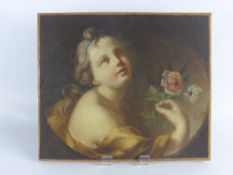 Circle of Jacopo Amigoni 1675-1752 Madrid, Oval Oil on Canvas, A classical study of a young girl