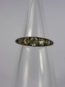 A Lady's 9 Ct Antique Yellow Gold 5 Stone Old Cut Graduated Diamond Ring, approx 40 pts dias, size