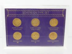 A Set of Six Solid Gold Full Sovereigns, dd 1881, 1898, 1889,1910,1911 and 1966 in 