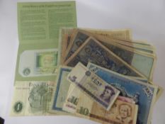 A Collection of Miscellaneous Coins and Bank Notes, including sixpences, threepenny bits, copper,