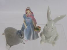 Miscellaneous Items, including Doulton and Co Ltd 'Wendy', Lladro Rabbit and a Murano glass seal,