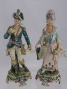 A Pair of Italian Porcelain Figures, depicting a gentleman and lady, approx 40 cms high.