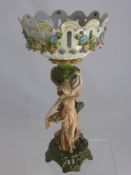 A Royal Vienna Dining Table Porcelain Centre Piece, the central column decorated with feminine