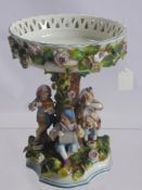 A Continental Dresden Fruit Bowl, the fruit bowl depicting musicians, having floral and lattice
