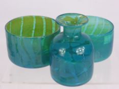 Two Mdina Glass Dishes, together with a similar glass vase.(3)