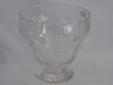 An Early 20th Century English Blown Glass Punch Bowl, etched with fruit of the vine, marks to