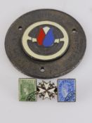 An Antique Silver and Enamel Maltese Cross Brooch, together with an R.A.C. West 1956 Holland Tulip