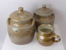Roy Finch, A Collection of Winchcombe Pottery, including two storage jars and covers, together