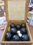 A Quantity of Slazenger Lawn Bowls, in the original pine box.
