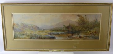 William Widgery (1826-1893) British, a watercolour depicting a Moorland river landscape, with