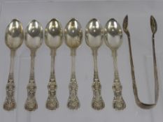 A Collection of Six Silver London Hallmark King's Pattern Teaspoons, dd 1897, mm George Jackson &