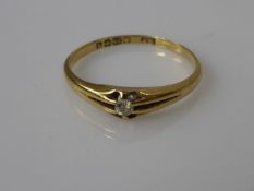 A Lady's 18 ct Yellow Gold Single Stone Diamond Ring, size R, 1 x 6 pt old cut dia, approx wt 2.2
