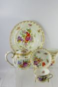 A Part 19th Century Dresden Porcelain Tea Set, comprising six cups, seven saucers, seven cake