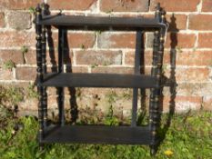 A Three Tier 'What Not' in Ebonised Mahogany, approx 55 x 59 cms, together with a mahogany two