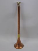 Vintage Copper & Brass Hunting Horn, with silver metal coloured mouthpiece.