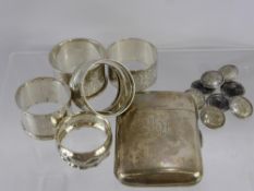A Miscellaneous Quantity of Silver, including six napkin rings, cigarette case, Chester hallmark