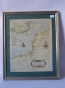 Willem Janszoon Blaeu Dutch Cartographer, 19th Century Print of a Chart of English Coast, from