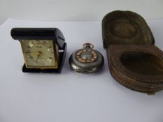 An Antique Gun Metal Gold Plated and Enamel Half Hunter, the watch having a minute dial with white