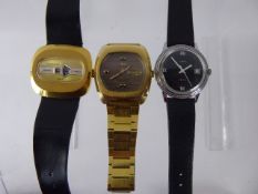 A Gentleman's Vintage Ingersoll Gold Metal Case Wrist Watch, in the original box together with a