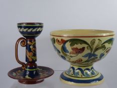 An Allervale Ceramic Candle Holder, with impressed marks to base, together with a Torquay fruit