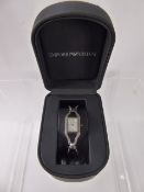 A Lady's Emporium Armani Stainless Steel Cocktail Watch, the watch having a mother of pearl face