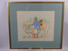 Harrison Begay (1917-2012 Navajo Artist), a screen print depicting a Native American, signed lower