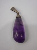 A Vintage Jerusalem Silver and Amethyst Drop Pendant, amethyst 45 x 20 mm, stamped 92.