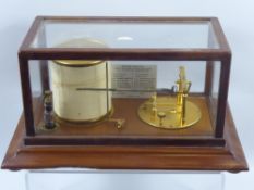 A Mahogany Glass Cased Short and Mason Barograph, approx 13 x 16 x 18 cms