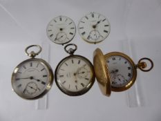 Miscellaneous Gentleman's Pocket Watches, including a solid silver open-face pocket watch by