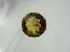 A Lady's Citrine Ring, the stone approx 15 mm, size S, approx 5.5 gms