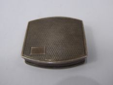 A Solid Silver Pill Box, Birmingham hallmark, dated 1933, mm F.B.C, the box having engraved top,