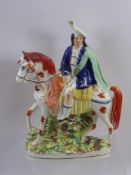 A Large 19th Century Staffordshire Flatback Figure of Bonny Prince Charlie, approx 38 cms. (af)