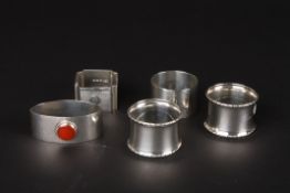 A Liberty & Co. hammered silver and carnelian oval napkin ringhallmarked Birmingham 1928,