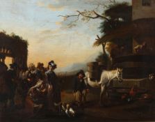 Late 18th century/early 19th century Continental School A scene of a woman buying grapes, with