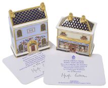 Two limited edition Royal Crown Derby houses 'Govier's China Shop' number 971/1000 and 'Derby