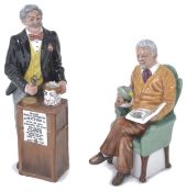 Two Royal Doulton pottery figures 'The Auctioneer' HN2988, c.1986, and 'Pride and Joy' HN2945, c.