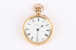 A Mappin & Webb 18ct gold pocket watch 'The Mansion House Watch' the white enamel dial signed and