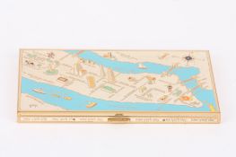 A mid 20th Century 'New York World Fair' advertising novelty cigarette case by Volupte enamelled