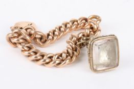An Edwardian 9ct rose gold hollow curb link bracelet, with heart padlock fastening, padlock marked