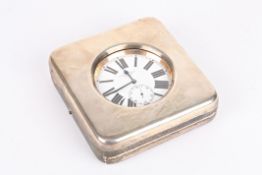 A large Goliath silver plated pocket watch by Alexander Clark of London, the white enamel dial