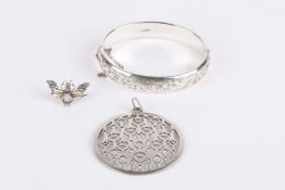 A Modernist Marianne Berg for Uni David-Anderson, sterling silver circular pendant sold together