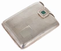 An Art Deco small silver match/card case with green hardstone clasp detail width 6.2cm,