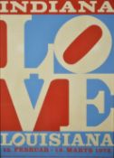 An Indiana Louisiana 1978 LOVE poster by Robert Indiana, framed and glazed. 84 x 61 cm. Condition: