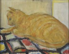 Mary Hamilton-Mack (b.1903) British, A study of a seated cat signed and dated 1962. 28.5 x 36 cm.