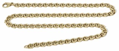 A contemporary 9ct gold articulated necklace of fancy geometric weave design, lobster clasp