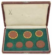 A Saxony set of ceramic emergency money by Meissen, circa 1921, each of circular form with